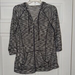 Avenue Black and Gray Hooded Jacket